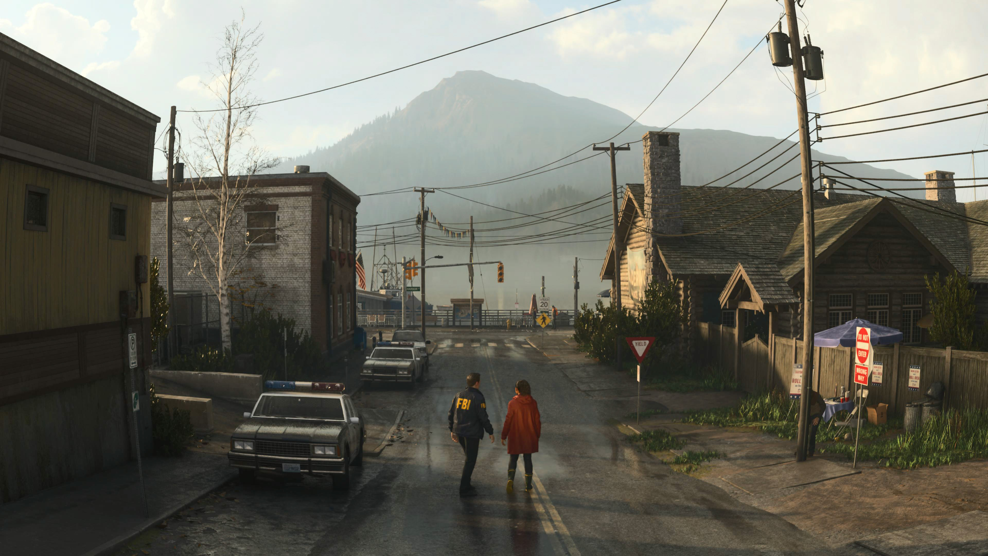 Paysage de Bright Falls dans le jeu Alan Wake 2